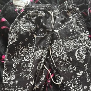 Kids Black Paisley Print Bottoms